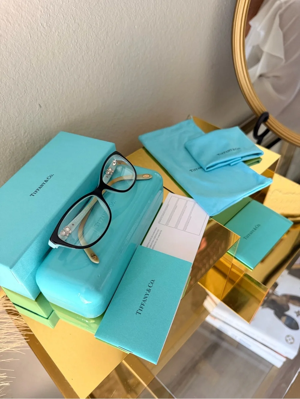 Tiffany & Co TF2051-B 8055 Eyeglass Frames 51-16 135 Blue Butterfly w/ Case